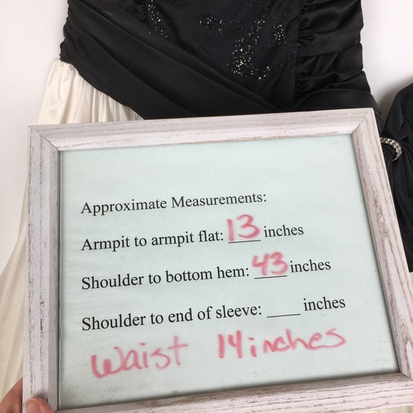 Vintage 80’s Satin Prom Dress Strapless Black Smocked Lace Bodice White Shirt - Picture 9 of 12